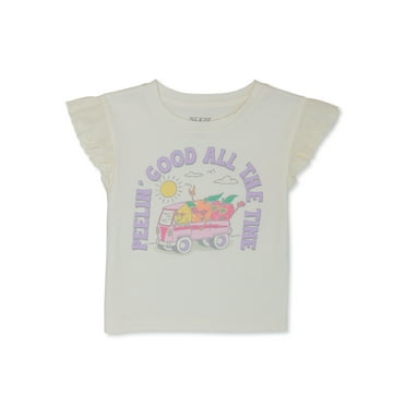 365 Kids from Garanimals Girls Eyelet Sleeve Graphic Tee, Sizes 4-10