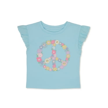 365 Kids from Garanimals Girls Eyelet Sleeve Graphic Tee, Sizes 4-10