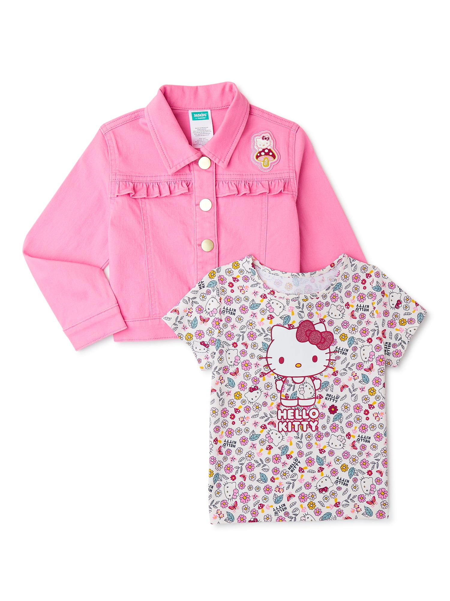 365 Kids from Garanimals Girls Hello Kitty Jacket and T-Shirt Set, 2-Piece, Sizes 4-10