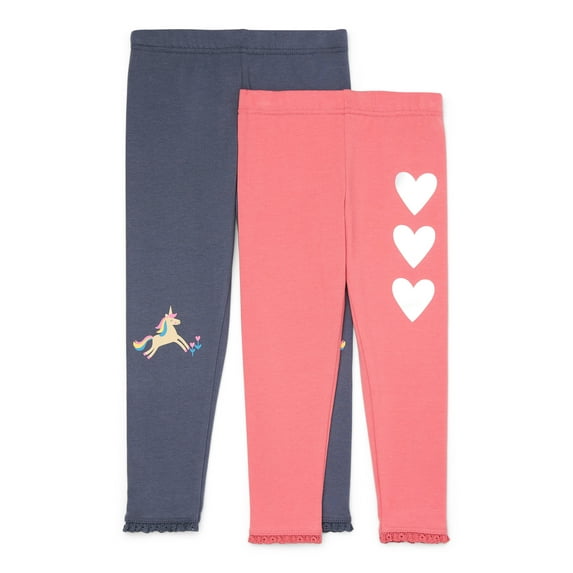 365 Kids from Garanimals Girls Graphic Leggings, 2 pack, Sizes 4-10
