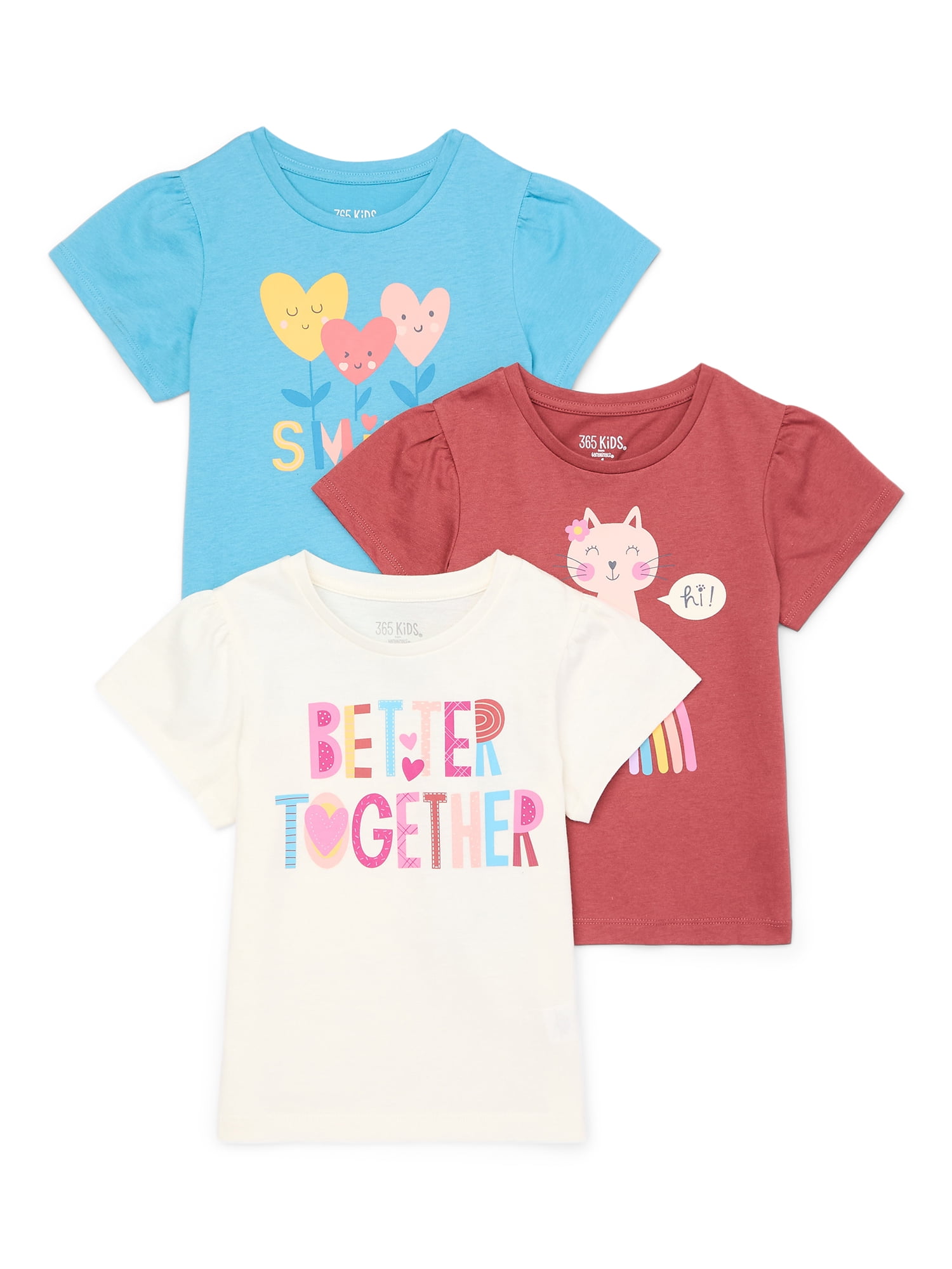 365 Kids From Garanimals Girls Graphic Tee With Short Sleeves 3 pack 365-kids-from-garanimals-girls-graphic-tee-with-short-sleeves-3-pack