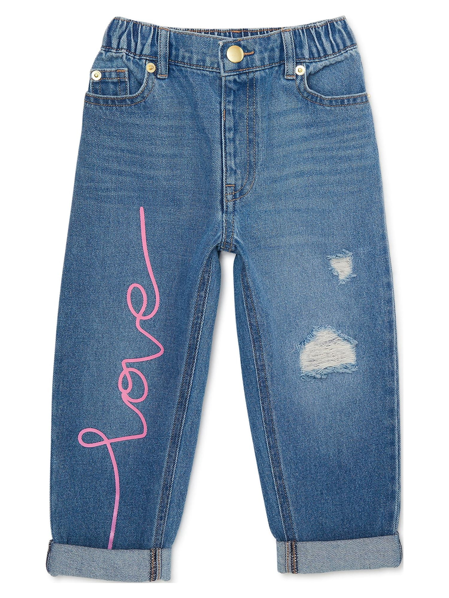 365 Kids from Garanimals Girls Paperbag Denim Pants, Sizes 4-10