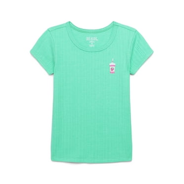 365 Kids by Garanimals Girls Pointelle Tee with Short Sleeves, Sizes 4-10