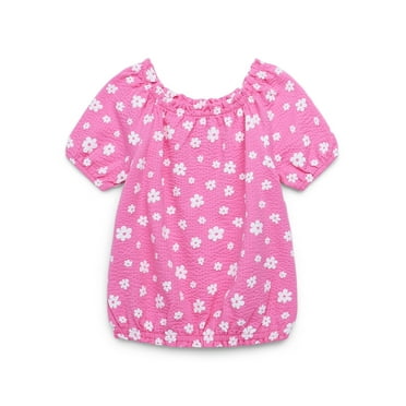 365 Kids by Garanimals Girls Seersucker Tee with Short Sleeves, Sizes 4-10