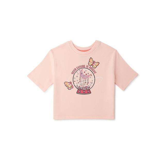 365 Kids from Garanimals Girls Short Sleeve Boxy Graphic Tee, Sizes 4-10