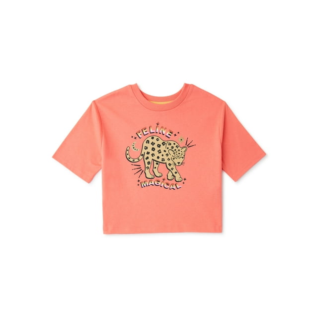 365 Kids from Garanimals Girls Short Sleeve Boxy Graphic Tee, Sizes 4-10
