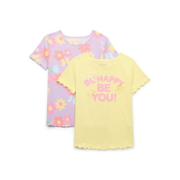 365 Kids by Garanimals Girls Short Sleeve Tee, 2-Pack, Sizes 4-10