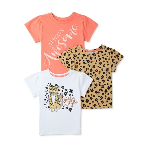 365 Kids from Garanimals Girls T-Shirts with Short Sleeves, 3-Piece, Sizes 4-10