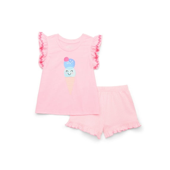 365 Kids by Garanimals Girls Tank Top and Ruffle Short Set, 2-Piece, Sizes 4-10