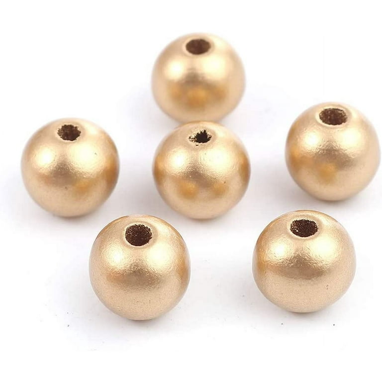  365 Metallic Gold Wood Beads Bulk 12mm Round Wood Bead with  2.6mm Hole