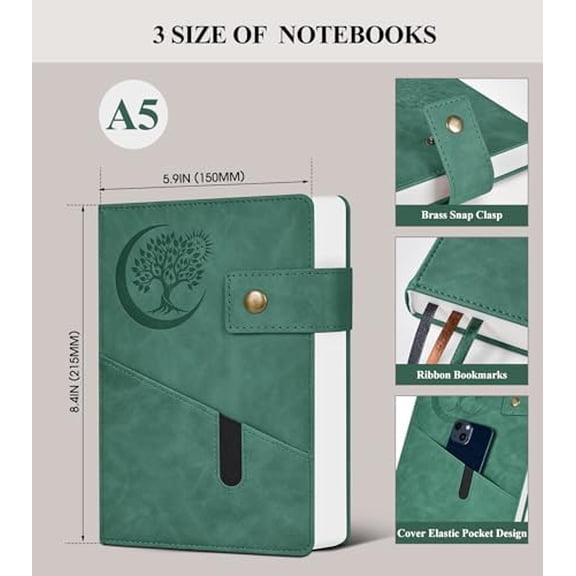 365 Page Thick Lined Journal Notebook for Men Women, A5 Leather Journals for Writing, Hardcover Notebooks for Work, School, Note Taking,Travel, Business,Personal Diary, College Ruled 5.9" x 8.4"