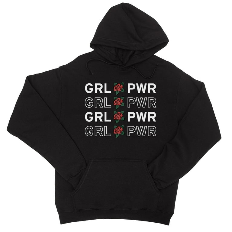 365 Printing Girl Power Hoodie Womens Black Pullover Women s March