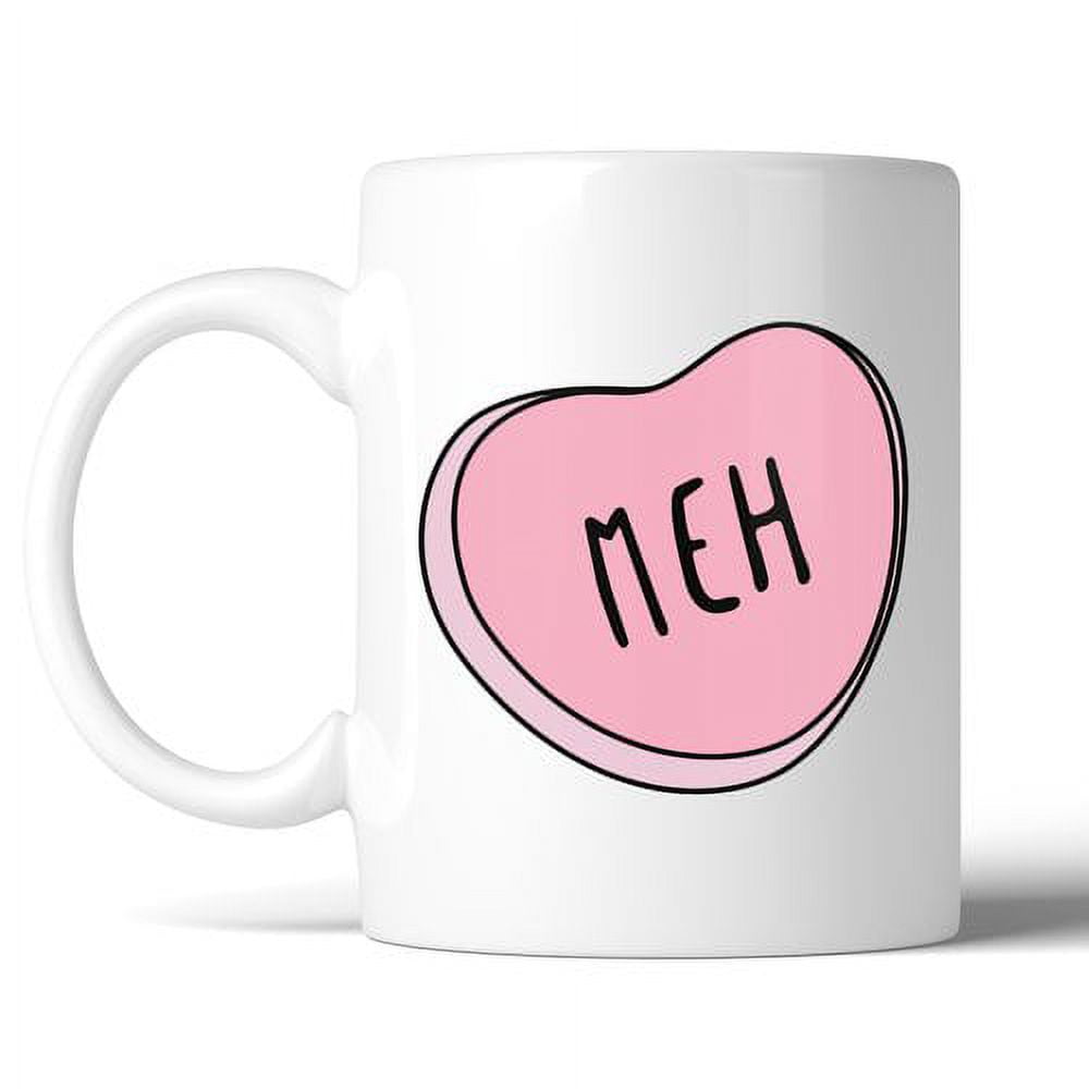 White Ceramic Valentine's Day Coffee Mug with Pink Heart Design