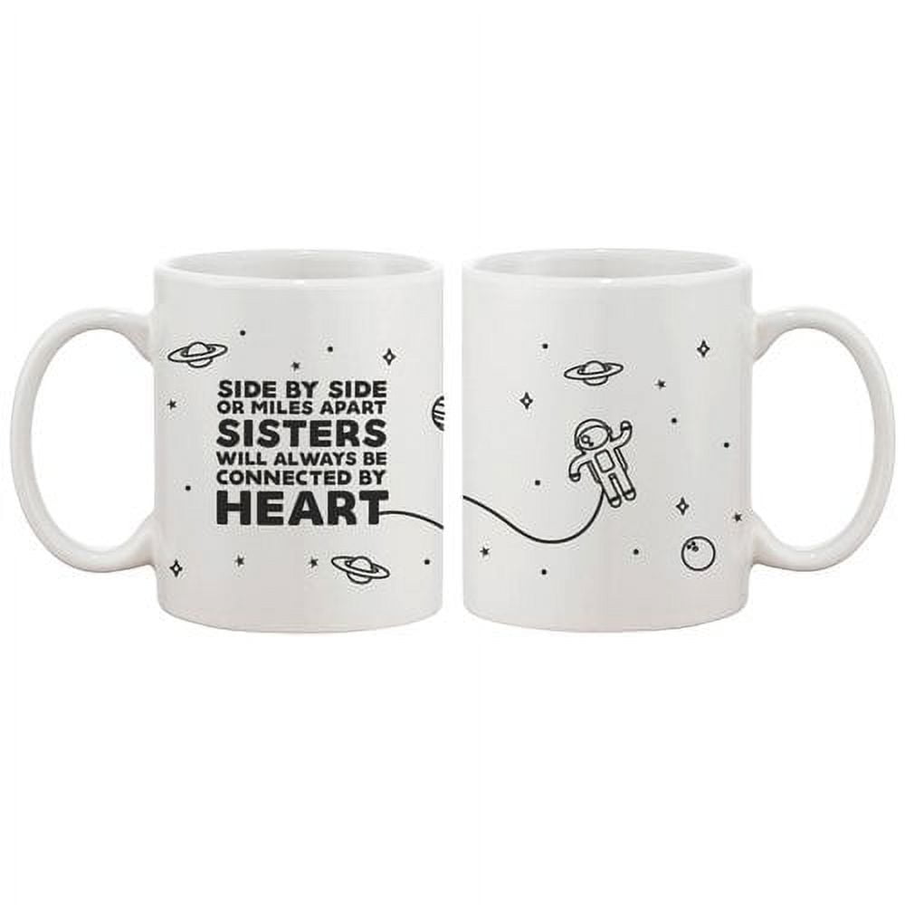 White Ceramic Long Distance Sisters Mug