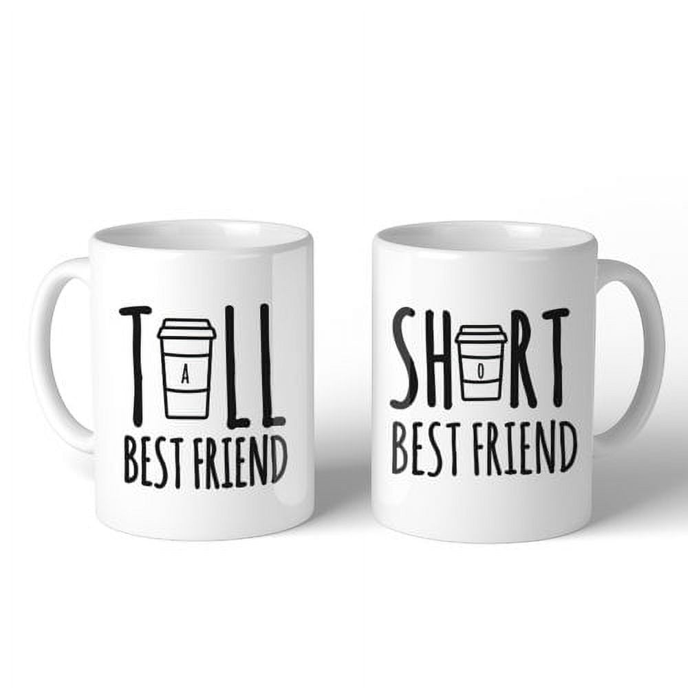 White Ceramic Tall and Short Best Friend Mug Set