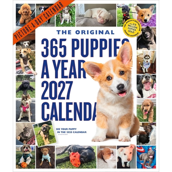 365 Puppies-A-Year Picture-A-Day(r) Wall Calendar 2027: The World's Favorite Puppy Calendar, (Paperback)
