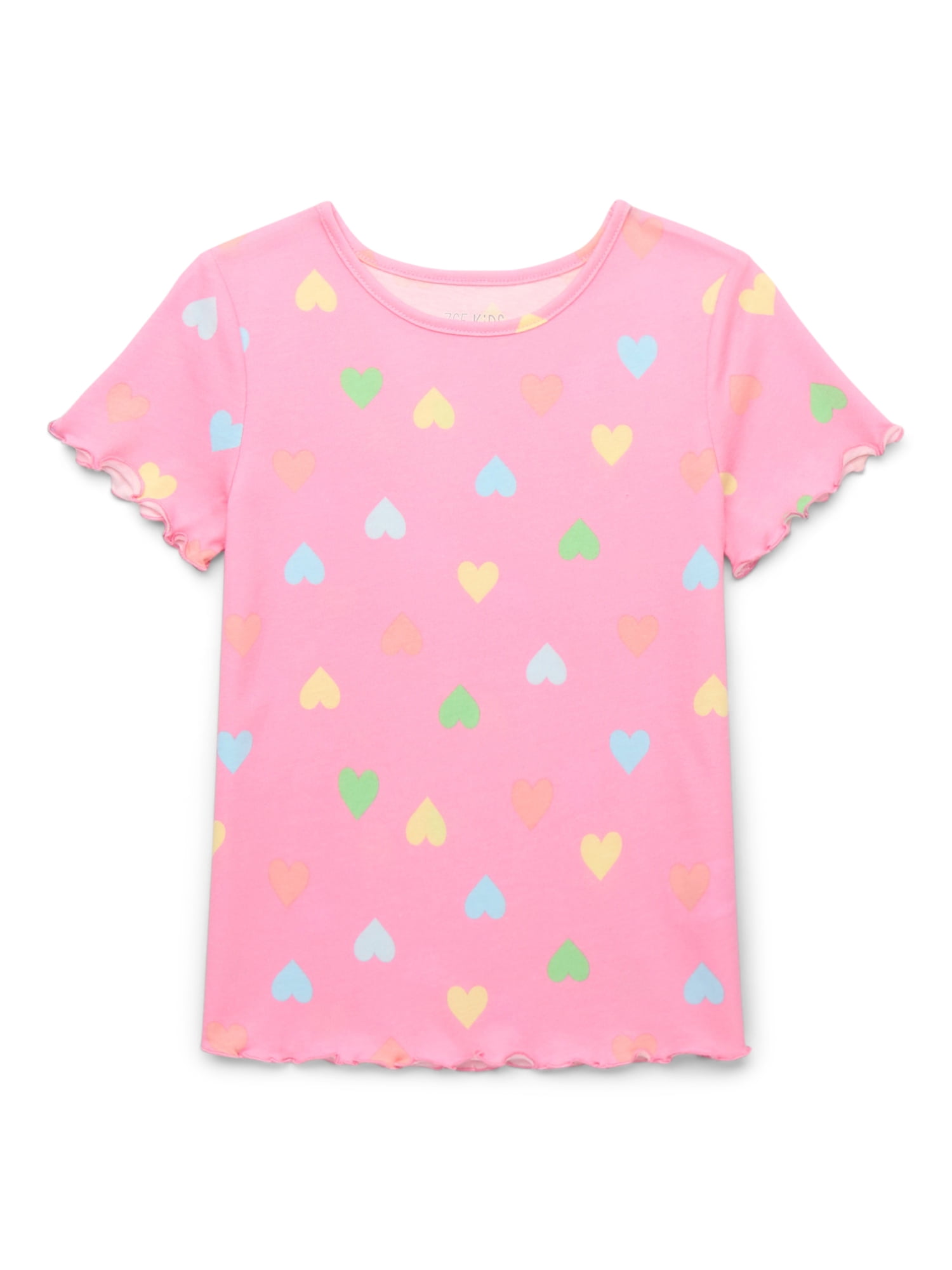 365 Kids from Garanimals Girls Everyday Lettuce Edge Tee with Short Sleeves, Sizes 4-10