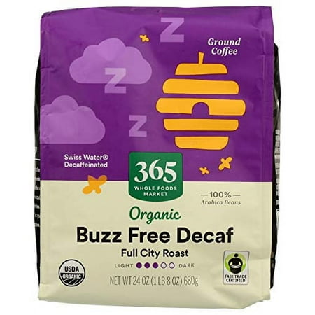 365 by Whole Foods Market, Organic Ground Coffee, Full City Roast - Buzz Free Decaf (Bag), 24 Ounce