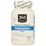 365 by Whole Foods Market, Supplements - Minerals, Potassium - Sustained Release 99mg (Vegan Tablets), 250 Count