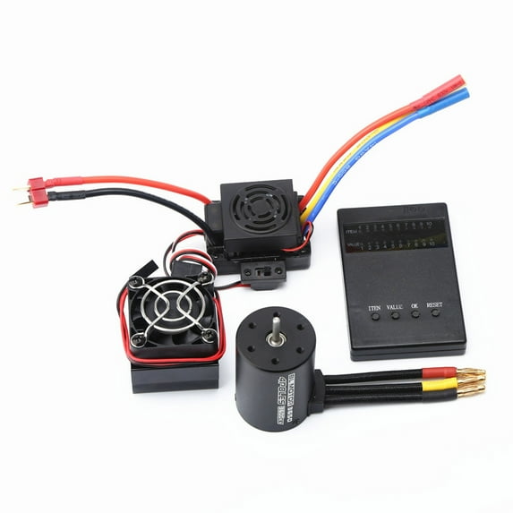 3650 3600KV Brushless Motor with 60A ESC & Programmer Card & Heat Sink Combo Replacement for HSP HPI Wltoys 1:8 / 1:10 Remote Control Car and Boat Part