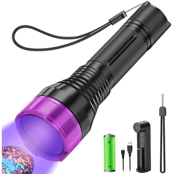 365nm Black Light UV Flashlight, High Power UV Light Blacklight Flashlights, 4-core Filtered Ultraviolet Flashlight for Pet Urine Stains Detection, Rock Hunting, Resin Curing, Scorpion