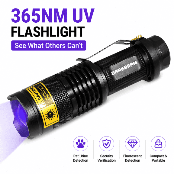 365nm UV Flashlight, Black Light Pet Urine Detector, Fluorescent Scanner