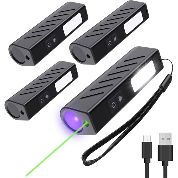 365nm UV Flashlight, EDC Rechargeable Flashlight with Black Light, asern 1 Mini Portable for Detection, Cure , Stains Detection, Scorpion Detector 4Pack