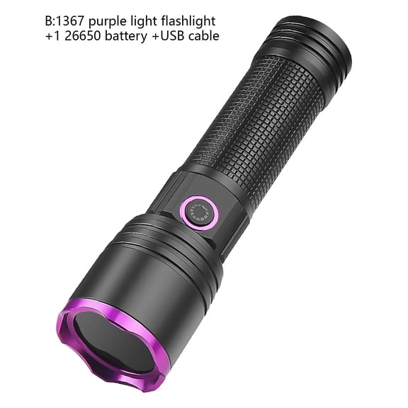 365nm UV LED Flashlight 100m Beam Rechargeable Blacklight for Tracking and Counterfeit Detection B