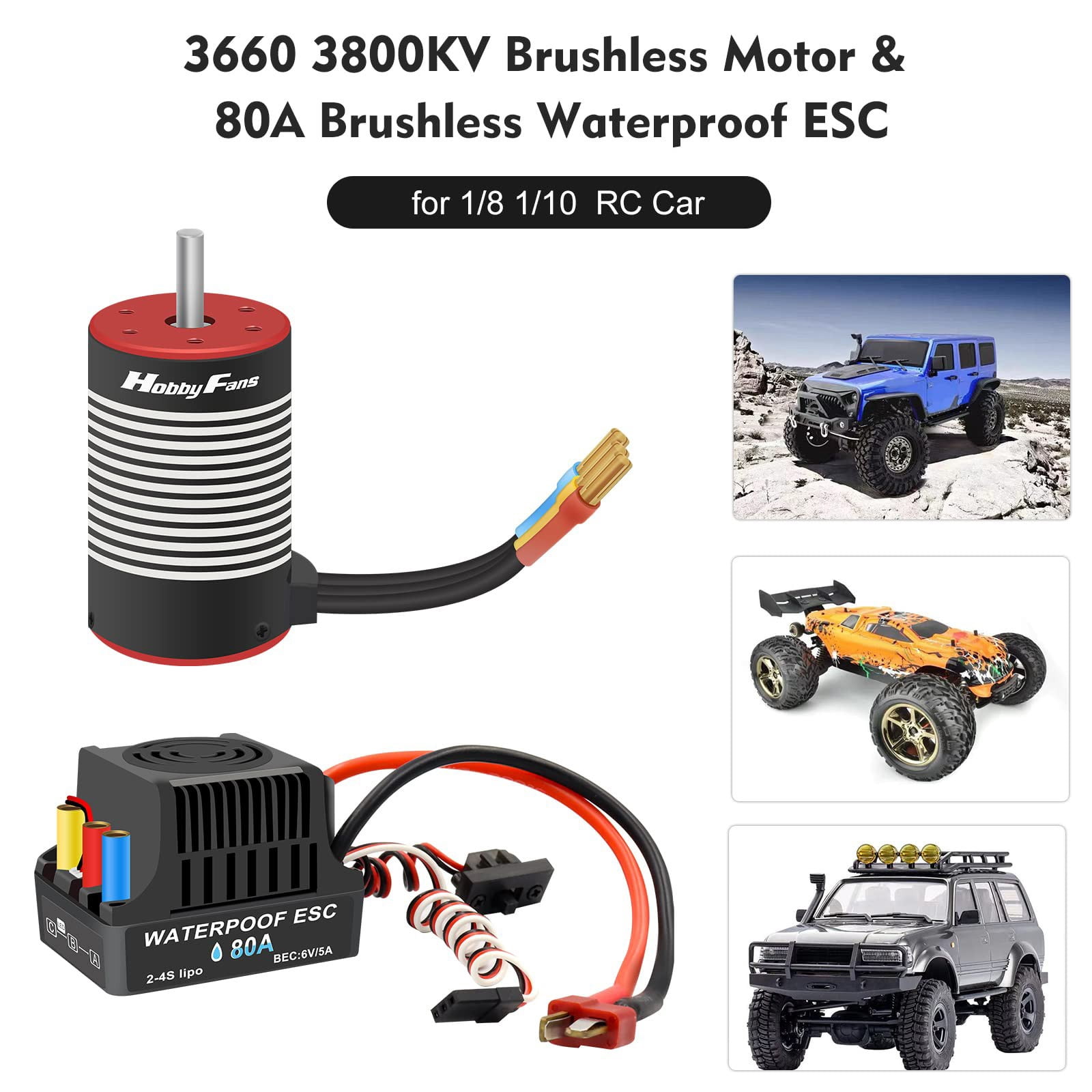 9imod F540 4370KV Motore Brushless + 60A ESC + Scheda Programma Per Auto RC 1/10
