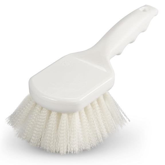 3662000 Flo-Pac Plastic Handle Utility Scrub Brush, Nylon Bristles, 2" Bristle Trim, 8" Length, White, 1 Count (Pack of 1)