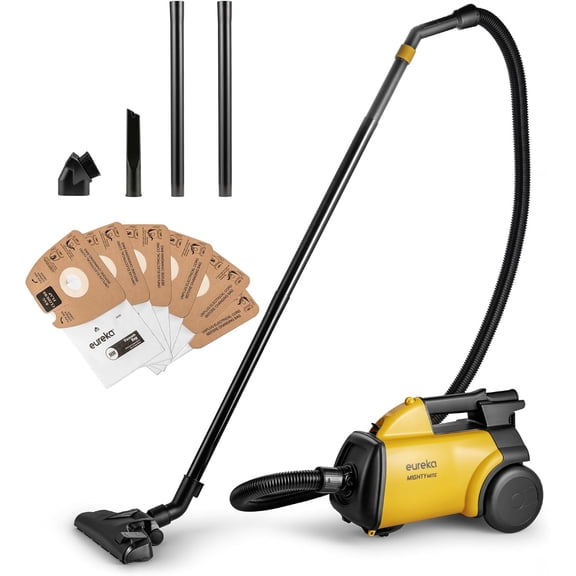 3670M Canister Cleaner, Lightweight Powerful Vacuum for Carpets and Hard floors, w/ 5bags,Yellow