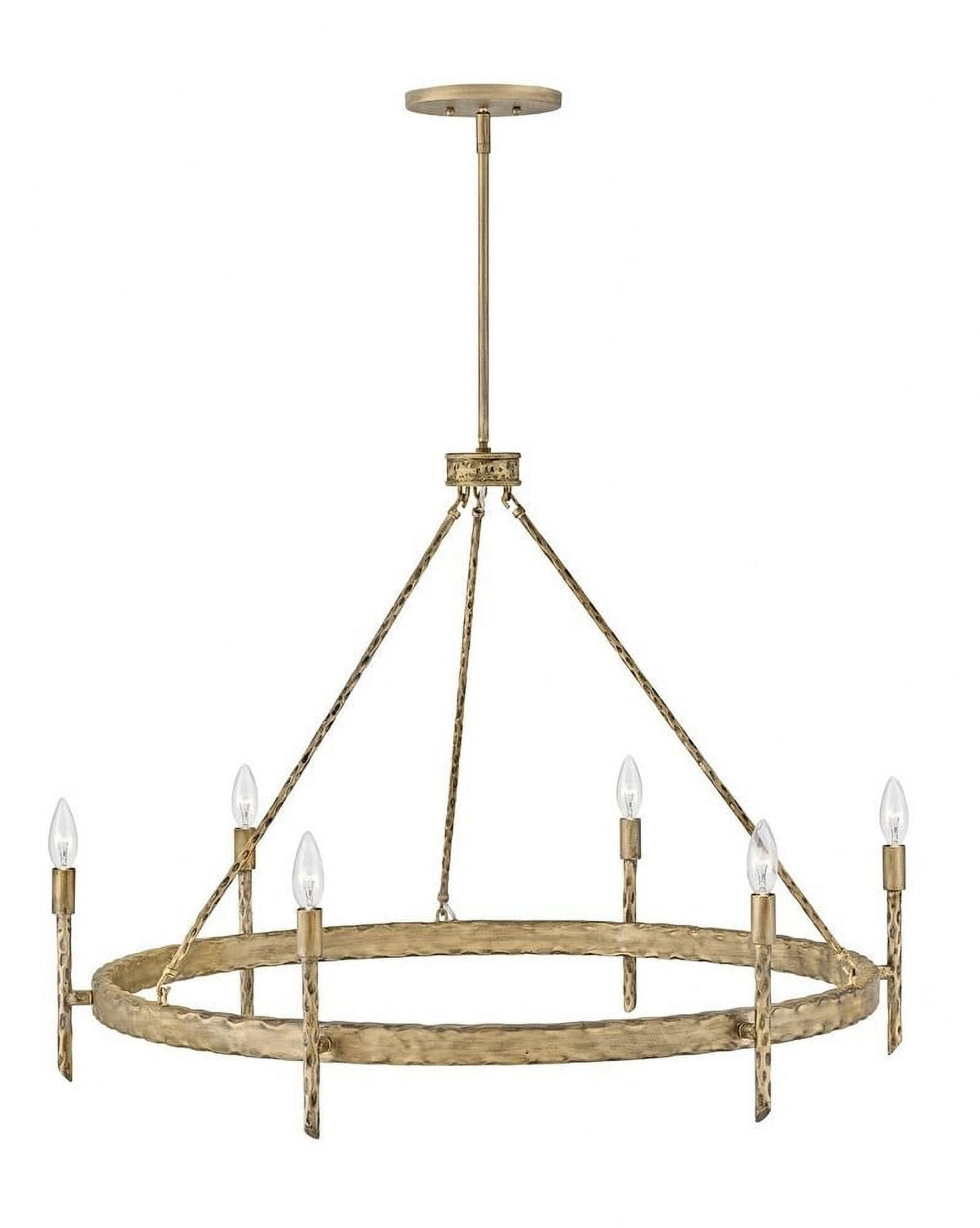 Champagne Gold Hammered Metal 6-Light Candelabra Chandelier