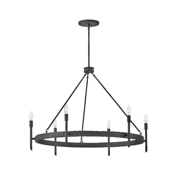 3678FE Hinkley Lighting Tress - 6 Light Large Chandelier In Transitional Style-26 Inches Tall and 36.25 Inches Wide-Forged Iron Finish