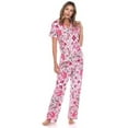 thumbnail image 1 of 3681-19-XL Womens Short Sleeve & Pants Tropical Pajama Set, Pink - Extra Large, 1 of 1