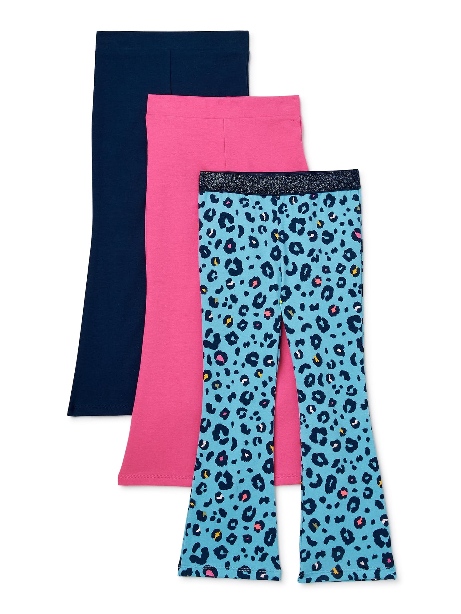 369 Kids From Garanimals Girls Solid And Print Flare Pants, 3Pack