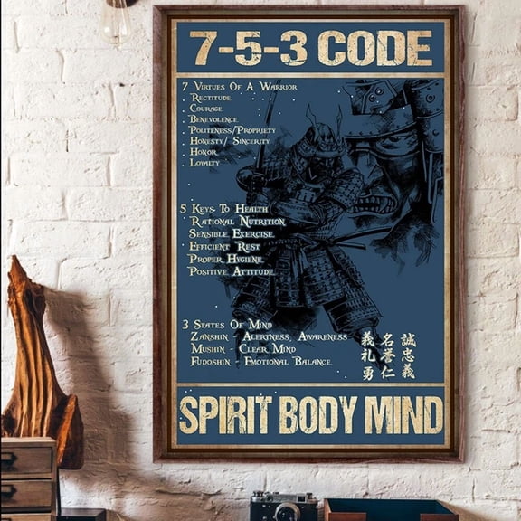 369 Prints 7 5 3 Code Spirit Body Mind Samurai In Japan- No Framed, Vintage Wall Art, Trendy Retro Print, Room Decor, Wall Art UNFRAMED, 8x12