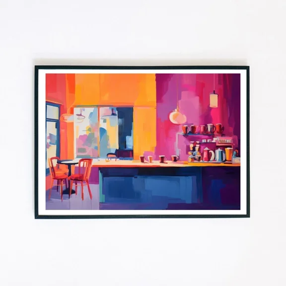 369 Prints Abstract Coffee Shop Bar Painting Illustration Retro - No Framed, Vintage Wall Art, Trendy Retro Print, Room Decor, Wall Art UNFRAMED, 16x24