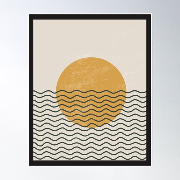 369 Prints Abstract Print Moon Over Water- No Framed, Vintage Wall Art, Trendy Retro Print, Room Decor, Wall Art UNFRAMED, 8x12