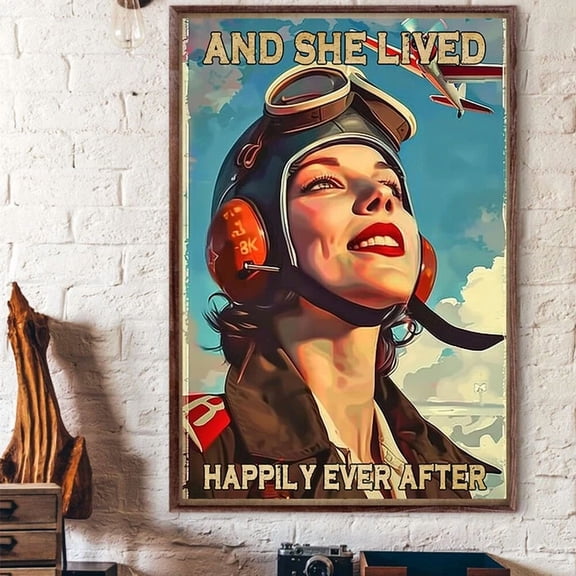 369 Prints And She Lived Happily After Beautiful Woman Smile- No Framed, Vintage Wall Art, Trendy Retro Print, Room Decor, Wall Art UNFRAMED, 24x36