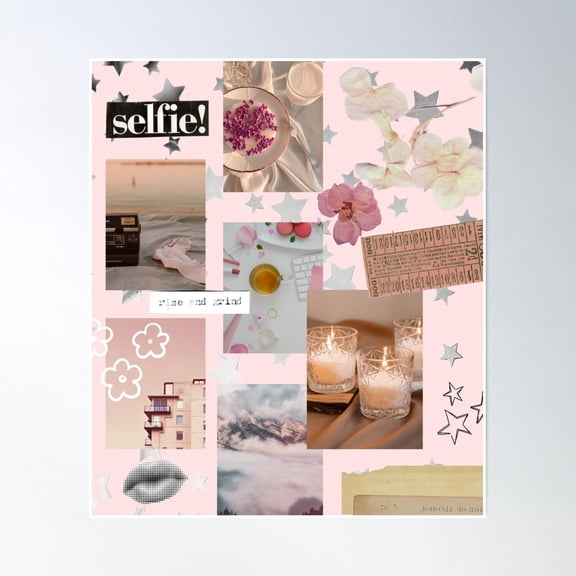 369 Prints Baby Pink Floral Collage Y2K- No Framed, Vintage Wall Art, Trendy Retro Print, Room Decor, Wall Art UNFRAMED, 8x12