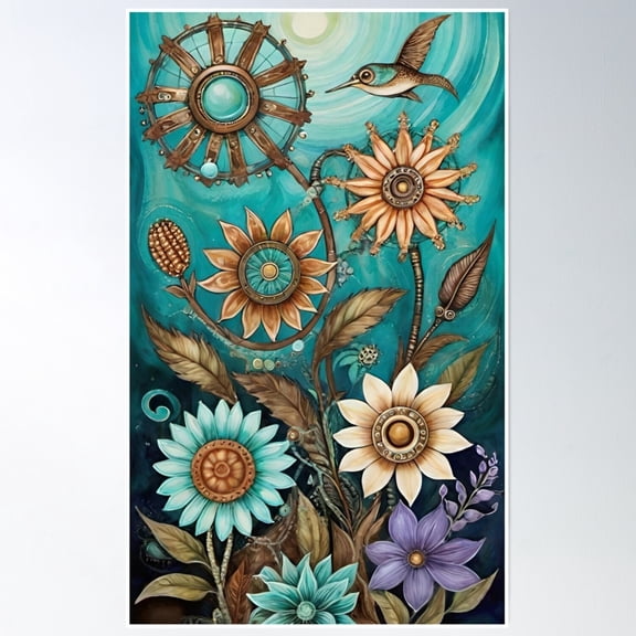 369 Prints Brass & Blooms- No Framed, Vintage Wall Art, Trendy Retro Print, Room Decor, Wall Art UNFRAMED, 16x24