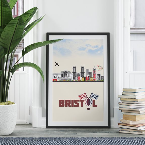 369 Prints Bristol City Minimalist Travel Poster, Aesthetic Travel Print, Printable Wall Art, City Landscape Room Decor UNFRAMED, 12x18