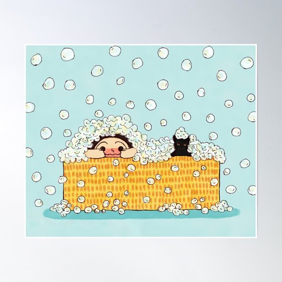 369 Prints Bubble Time- No Framed, Vintage Wall Art, Trendy Retro Print, Room Decor, Wall Art UNFRAMED, 8x12