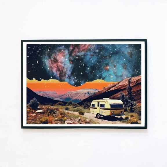 369 Prints Caravan Desert Landscape Mountain Illustration Galaxy Space Wall Art Print - No Framed, Vintage Wall Art, Trendy Retro Print, Room Decor, Wall Art UNFRAMED, 12x18