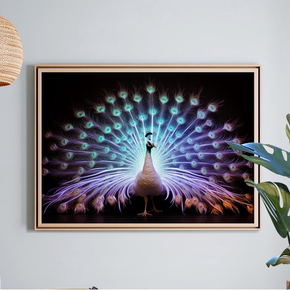 369 Prints Classy And Elegant Black Light Peacock Wall Art Print Beautiful Neon Color Living Room Or Bed Room Poster Black Animal Decor UNFRAMED, 8x12