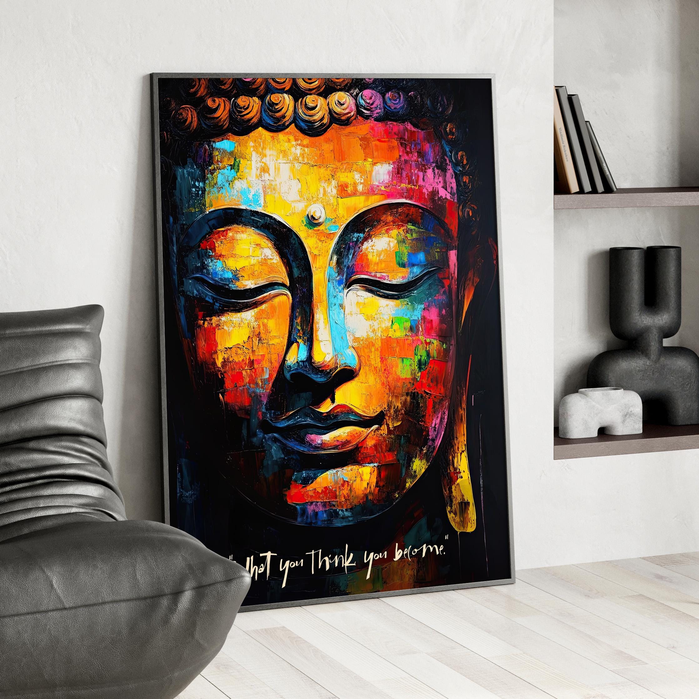 369 Prints Colorful Buddha Face Abstract Oil Poster Vibrant Hyper ...