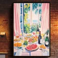 thumbnail image 1 of 369 Prints Colorful Seaside Table With Wine & Fruits Ãƒâ€šÃ‚â€šÂ¬Ã‚â‚¬Å’ Beach House Decor- No Framed, Vintage Wall Art, Trendy Retro Print, Room Decor, Wall Art, Poster Only, 1 of 3