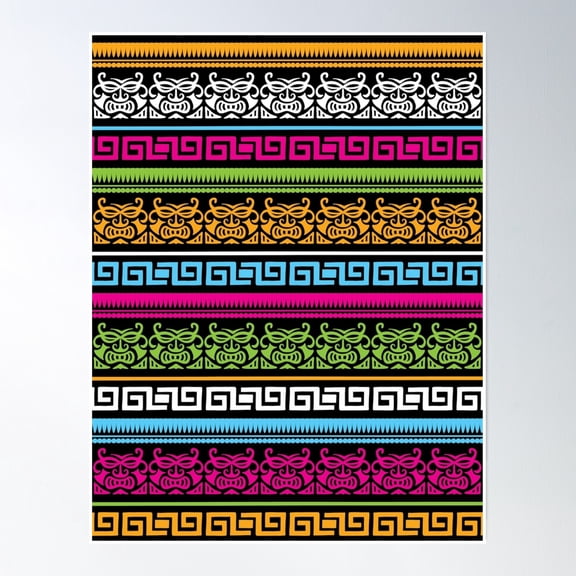369 Prints Colorful Tribal Hawaiian Party Luau Polynesian Pattern- No Framed, Vintage Wall Art, Trendy Retro Print, Room Decor, Wall Art, Poster Only