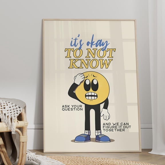 369 Prints Confused Cartoon Character Classroom Poster Gen Z Slang Class Posters, Inspirational Safe Space Diversity And Inclusion Art UNFRAMED, 12x18