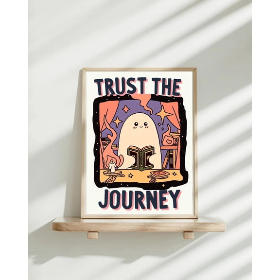 369 Prints Cute Ghost Reading Tarot Card, Ghosts Art Print, Art Print, Positive Quote, Retro Wall Art, Retro Poster, Gift Idea UNFRAMED, 8x12